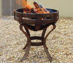 iron fire pit round high stand